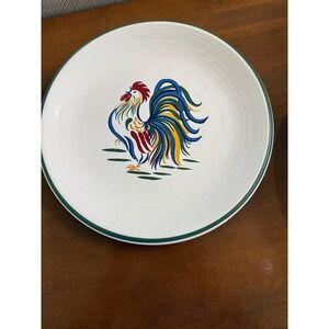 Century Stoneware Dinner Plate 10.75" White Rooster Sunrise Farmhouse
